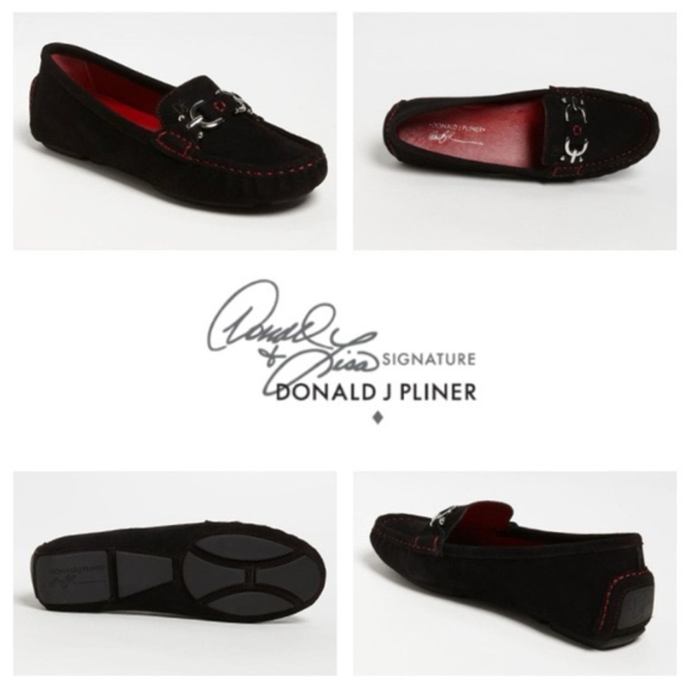 Donald J Pliner Black Suede Loafers